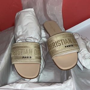 Christian Dior Dway Sandal/Slides Light Gold